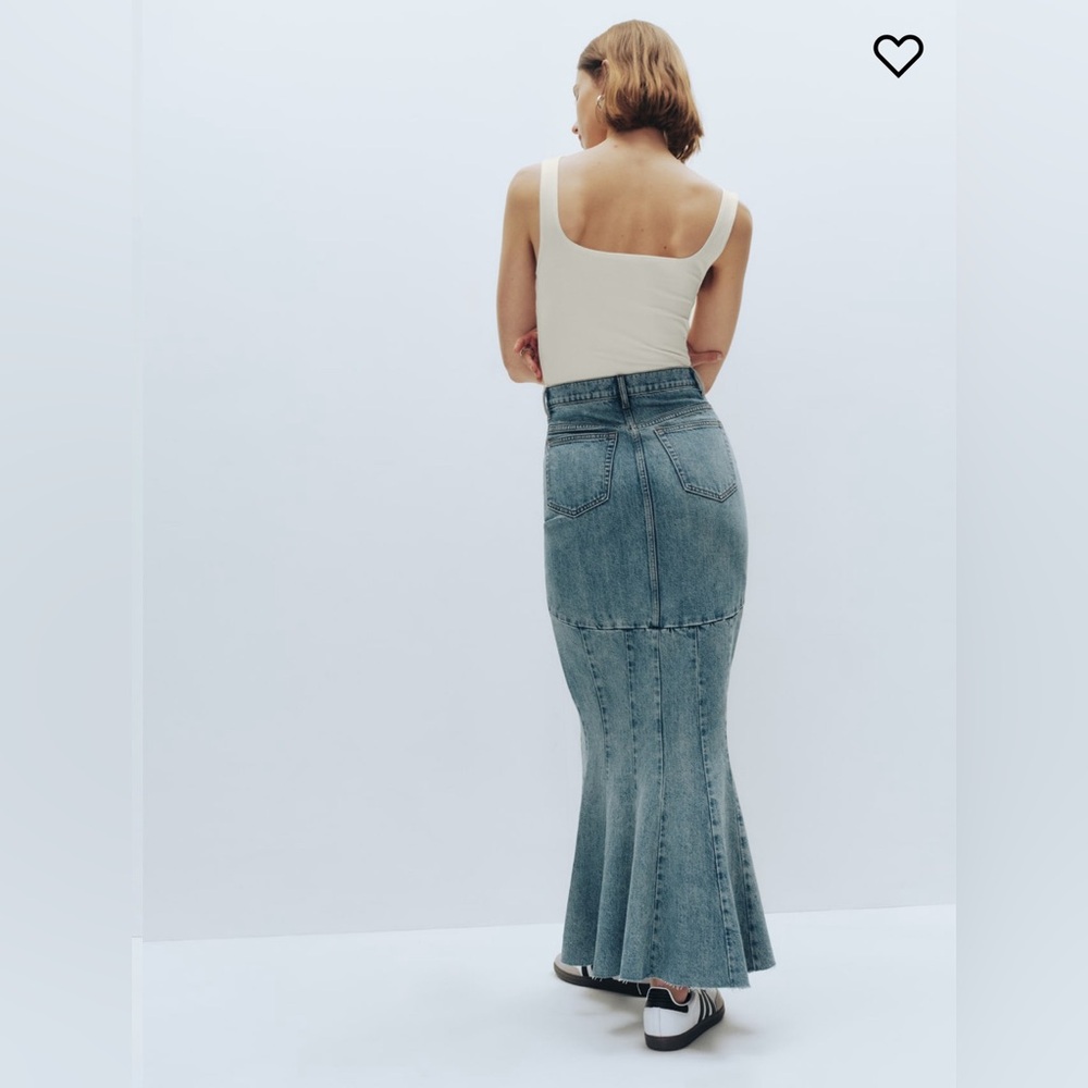Reformation Denim Maxi Skirt in Light Blue - Picture 3 of 9